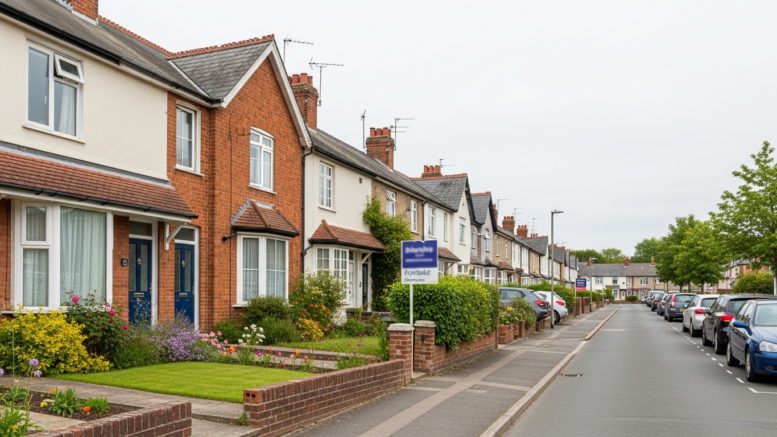Realistic UK homes for sale scene for asking prices story