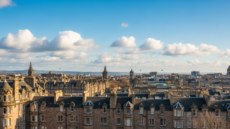 Edinburgh tenements under bright spring daylight