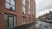 Modern supported housing block on a British street