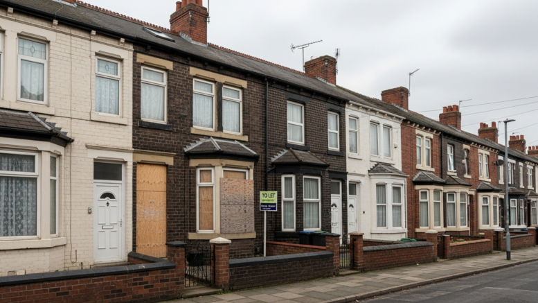 Manchester terraced houses on an overcast day