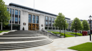 Modern British town hall exterior in daylight