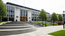 Modern British town hall exterior in daylight