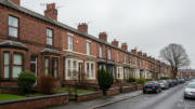 County Durham terraced houses on a grey day