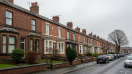 County Durham terraced houses on a grey day