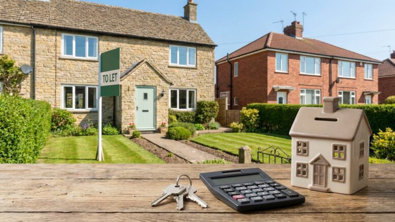 Buy-to-let mortgage scene with keys and calculator