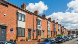 Northern terraced houses in bright daylight
