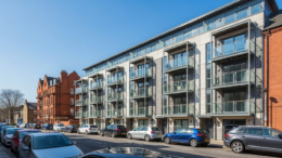 Modern British buy-to-let flats in spring daylight