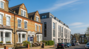 English rental homes on a bright spring street