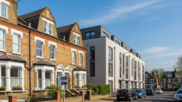 English rental homes on a bright spring street
