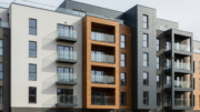 Cladded apartment block in a modern British city