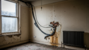 Unsafe rental interior with exposed wiring