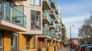 Modern apartment block with balconies in daylight