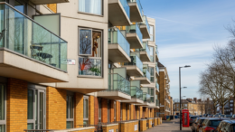Modern apartment block with balconies in daylight