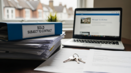 UK property paperwork and house keys on desk