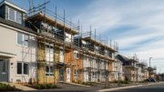 Terraced houses with retrofit work on a UK street