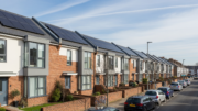 Modern British homes with rooftop solar panels