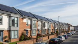 Modern British homes with rooftop solar panels