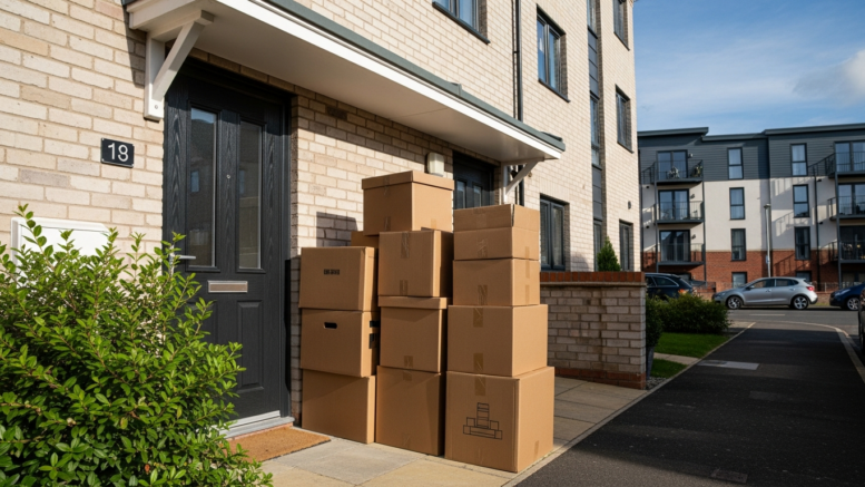 British homes prepared for sale with moving boxes