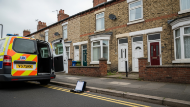 UK housing enforcement scene outside rented homes