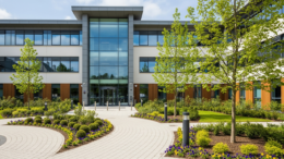 Council offices exterior on a bright day in Surrey