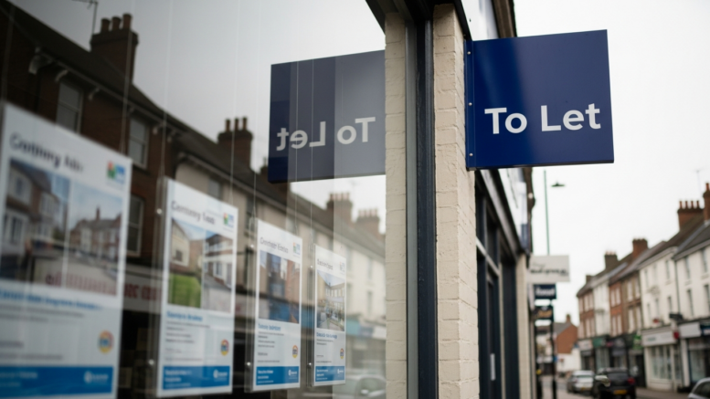 UK letting agent window and To Let board