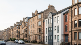 Scottish rental flats on a quiet urban street