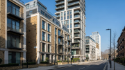 Modern London flats in bright daylight