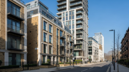 Modern London flats in bright daylight