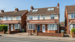 Energy-efficient British rental house in daylight