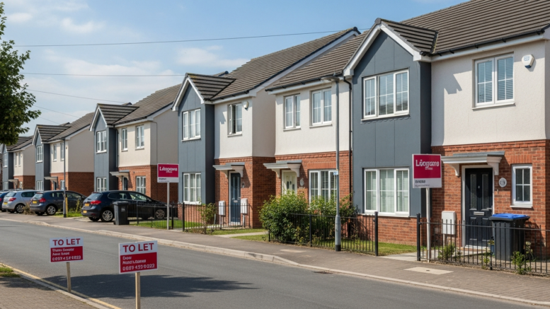 UK terraced homes with To Let boards
