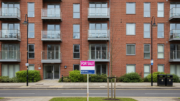 Leasehold apartment block with For Sale board