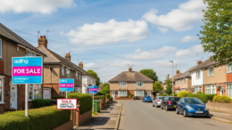 British homes with For Sale boards in summer