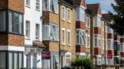 London flats and terraces in strong summer heat