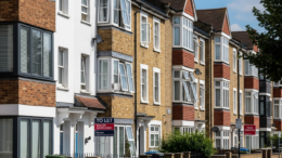 London flats and terraces in strong summer heat