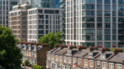 London terraces beside modern rental blocks