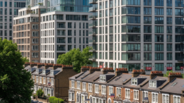 London terraces beside modern rental blocks