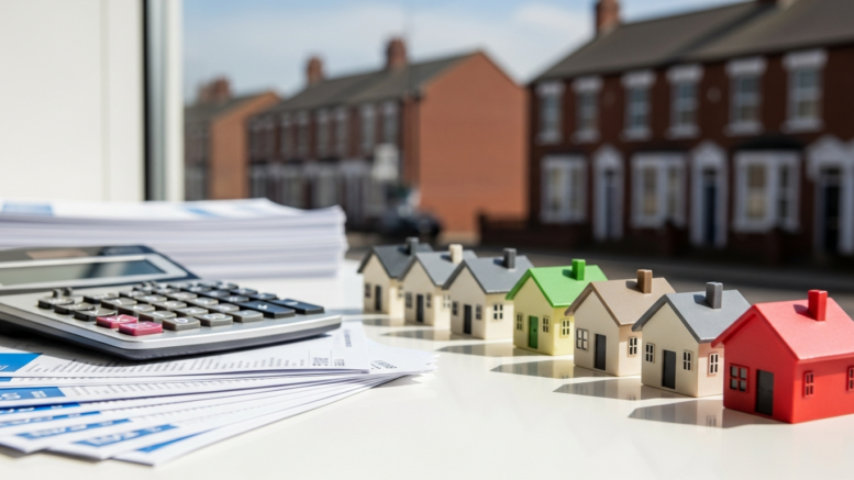 Green mortgage comparison scene for UK landlords