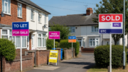 British street with For Sale and To Let boards