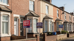 British terrace with clear To Let boards for room rentals