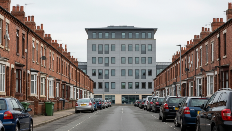 Terraced street beside civic offices in Thurrock
