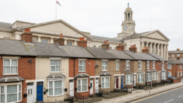 Portsmouth terraced HMO street by civic building