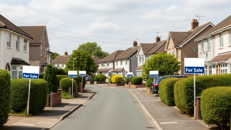 British homes with For Sale boards in a slower market