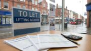 Letting office desk with deposit paperwork