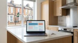 Rental flat laptop with To Let board outside