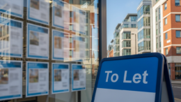 UK letting agency window and To Let board in city street