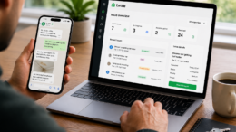 Lettie maintenance reporting platform shown on a phone and laptop