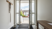 Rental home entrance with pet lead and bowl