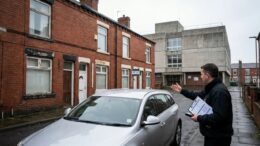 British rental street beside civic building inspection