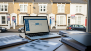 Landlord compliance desk with rental record files