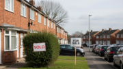 British council homes with For Sale board